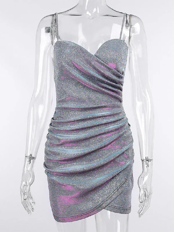 Julia Fashion - Shiny Sexy Low Cut Party Dresses Tunics stripes playful