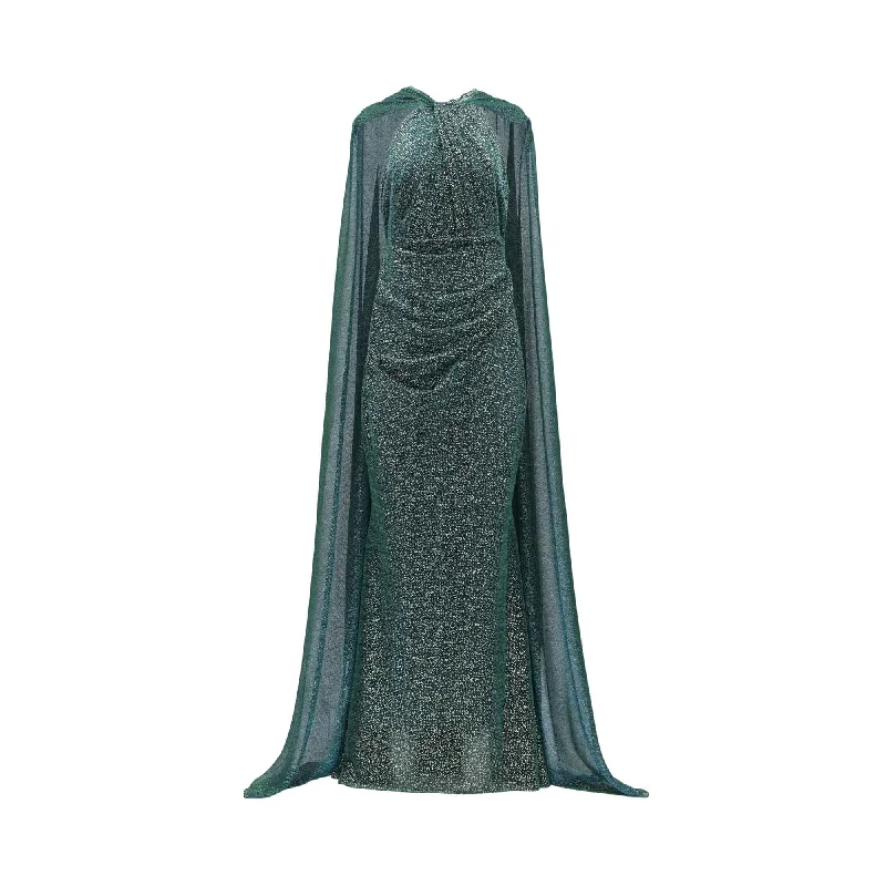 Talbot Runhof Women's Emerald Green Long Dress Tunics Fleece cozy