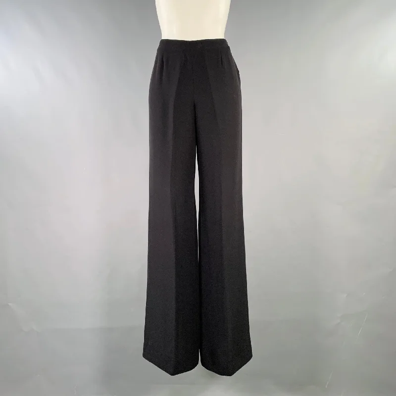 GIORGIO ARMANI Size 6 Black Silk Wide Leg Dress Pants Chic Black Leggings