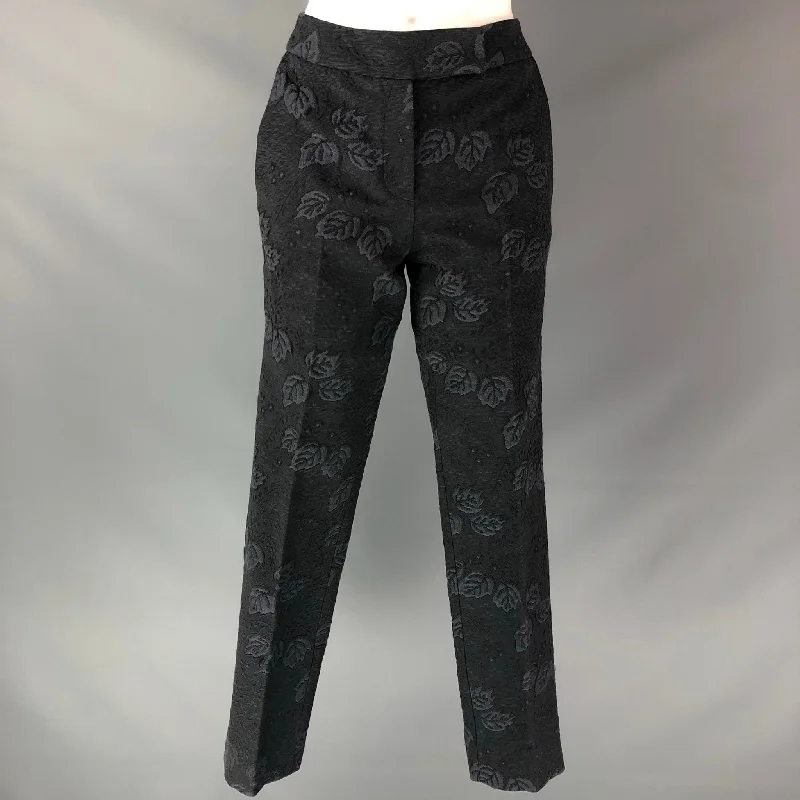 LAKE Size 2 Black Cotton / Polyester Leafs Narrow leg Dress Pants Cozy Lounge Pants