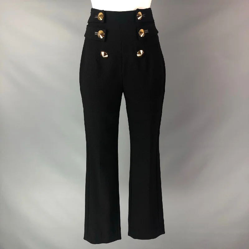 ROBERTO CAVALLI Size 4 Black Virgin Wool Solid High Waisted Dress Pants Fashionable Jogger Pants