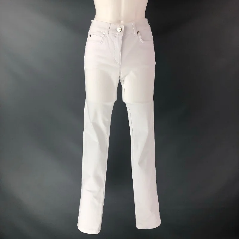 ESCADA Size 4 White Cotton Blend Solid Straight Dress Pants Modern Bootcut Pants