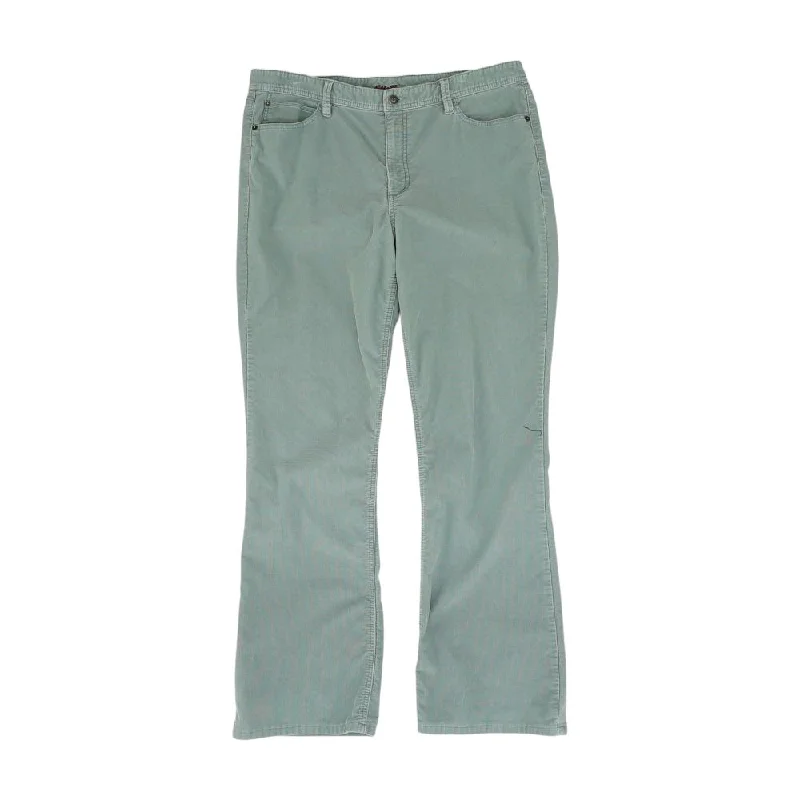Green Solid Chino Pants Elegant High-Waist Pants