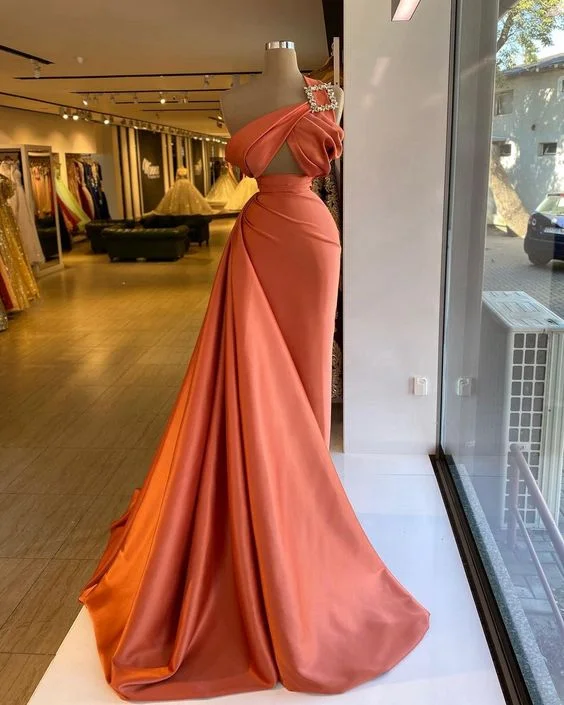 Satin prom dresses, high neck prom dresses, one shoulder prom dresses, new arrival party dresses,DS4683 Tunics Mesh breathable