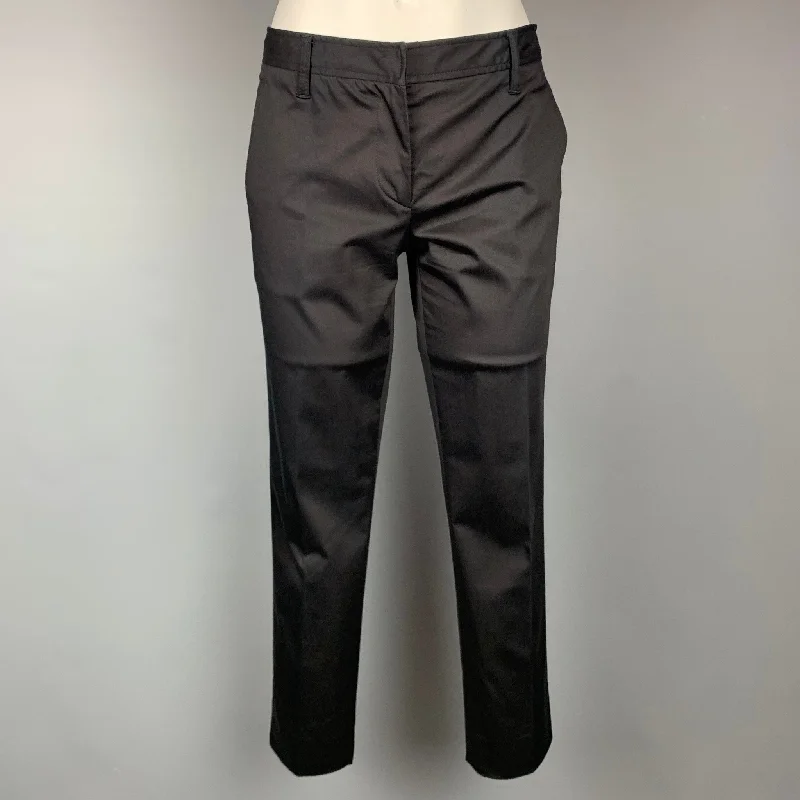 MIU MIU Size 2 Black Cotton Blend Narrow Leg Dress Pants High-Waist Jeans