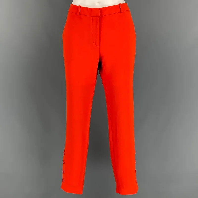 ALTUZARRA Size 4 Orange Triacetate Blend Dress Pants Comfy Zip-Up Pants