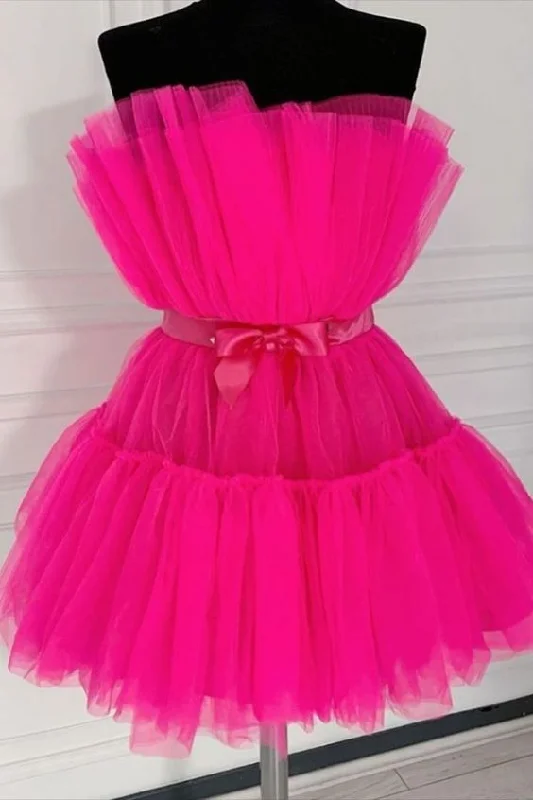 Fuchsia Party Dress homecoming dress party dress      cg23567 Tunics Chic elegant