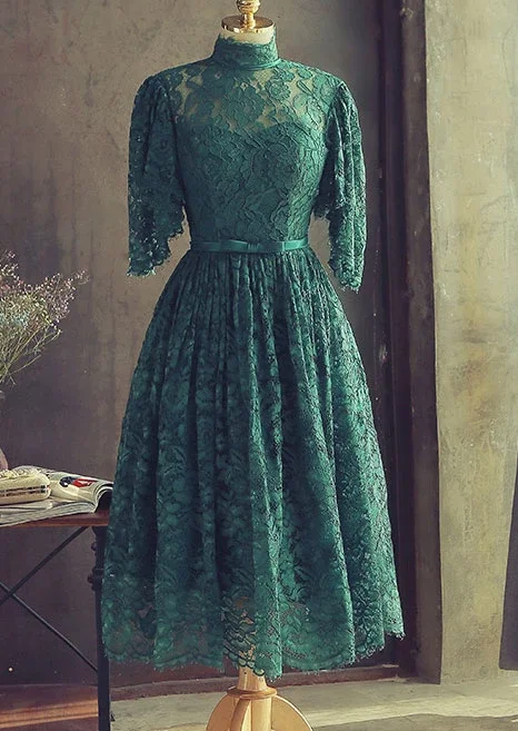 Green lace short party dress green lace homecoming dress cg4977 Tunics Print Colorful