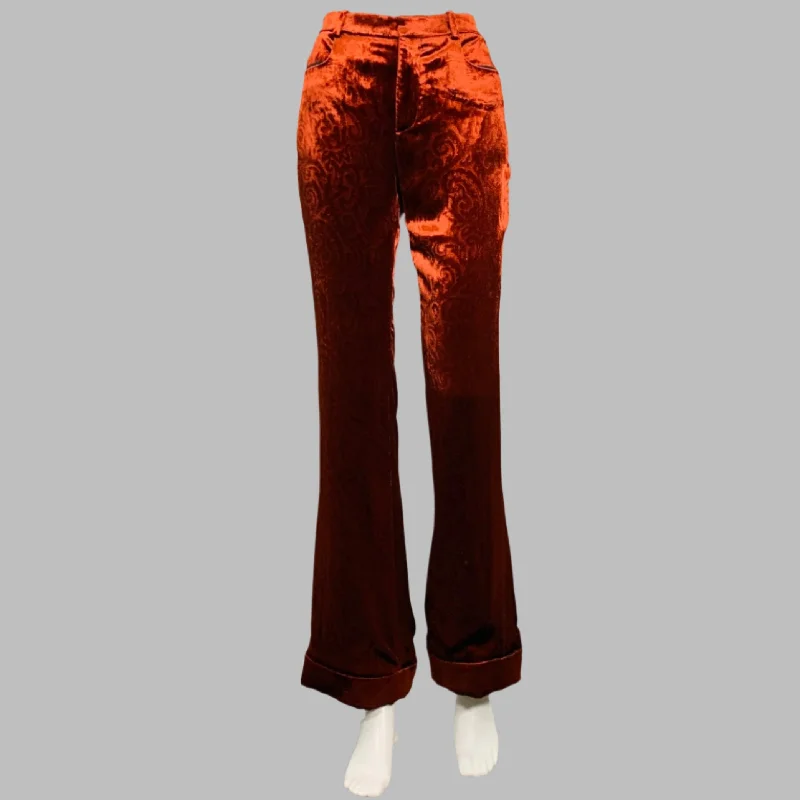 SAINT LAURENT Size 4 Burgundy Viscose Blend Velvet Dress Pants Fashionable Jogger Pants