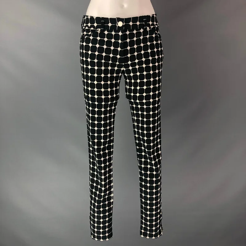 BALENCIAGA Size 4 Black White Cotton &  Elastane Checkered Dress Pants Classic Straight-Leg Pants