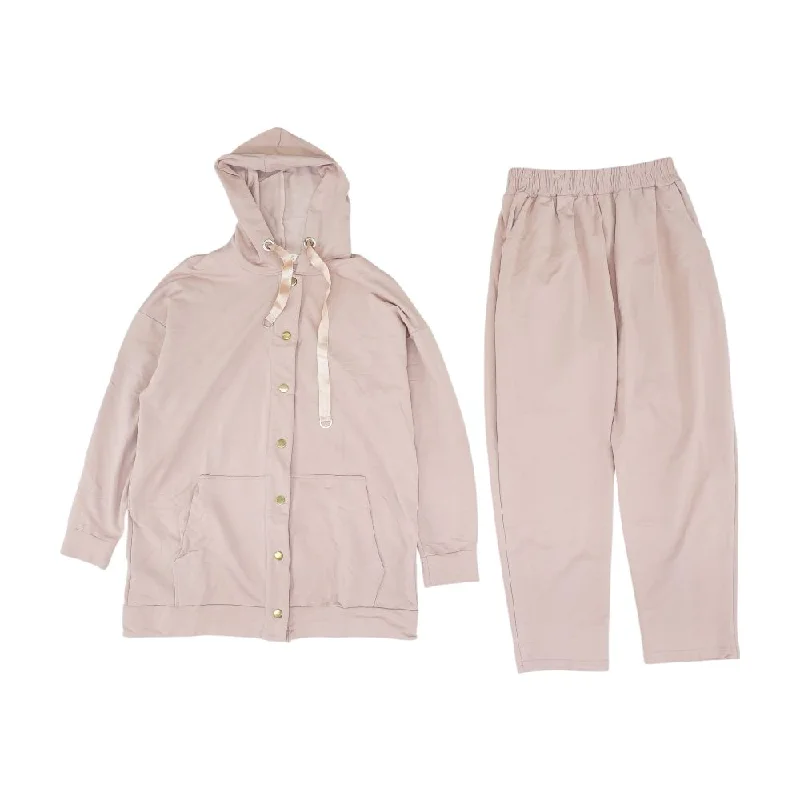 Mauve Solid Hoodie and Pants Set Classic Stretch Pants