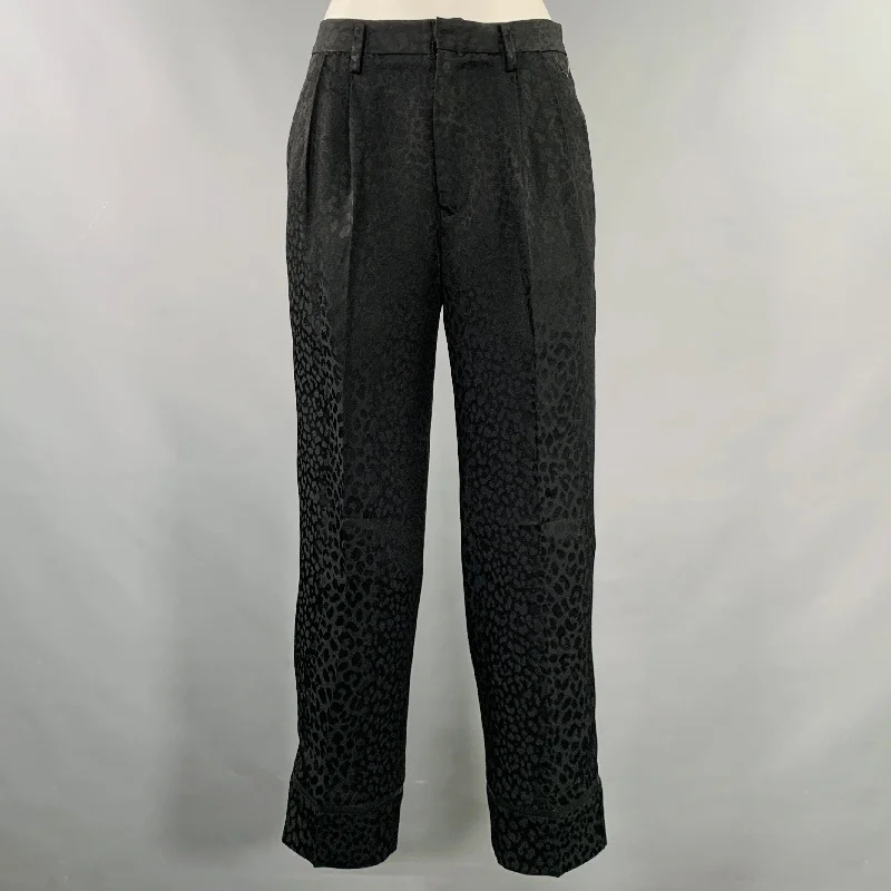 NOIR KEI NINOMIYA Size XS Black Triacetate Blend Jacquard Zip Fly Dress Pants High-Waist Jeans