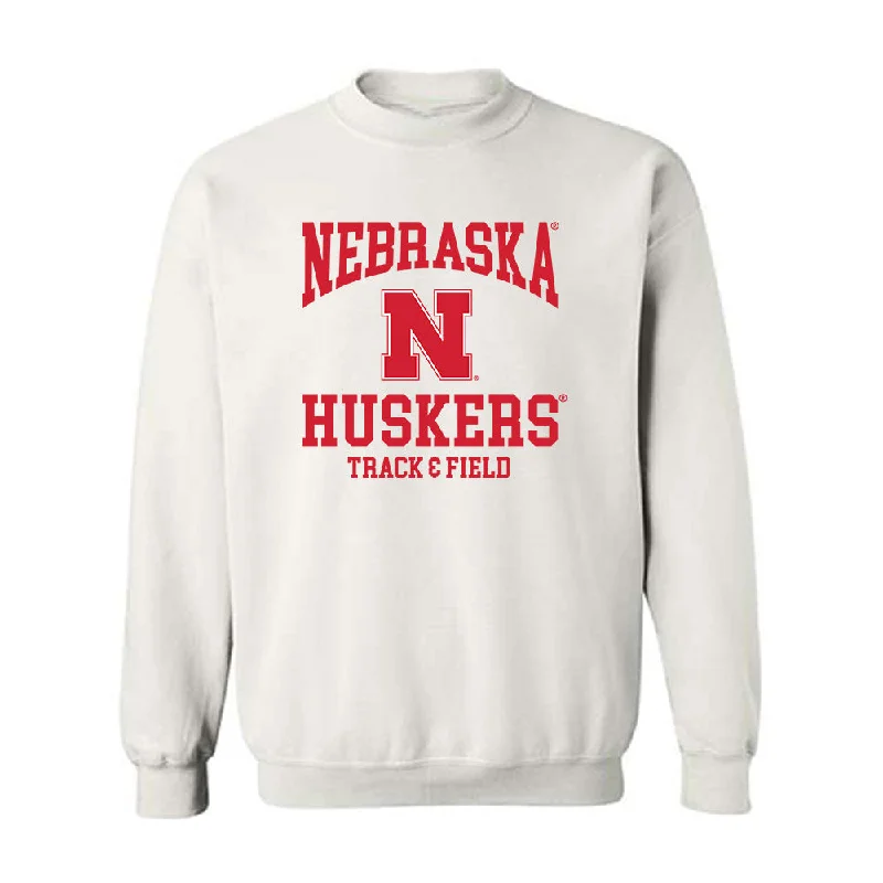 Nebraska - NCAA Women's Track & Field : Quincy Hubert - Generic Shersey Crewneck Sweatshirt Hoodie with Front Slit Layering Stylish
