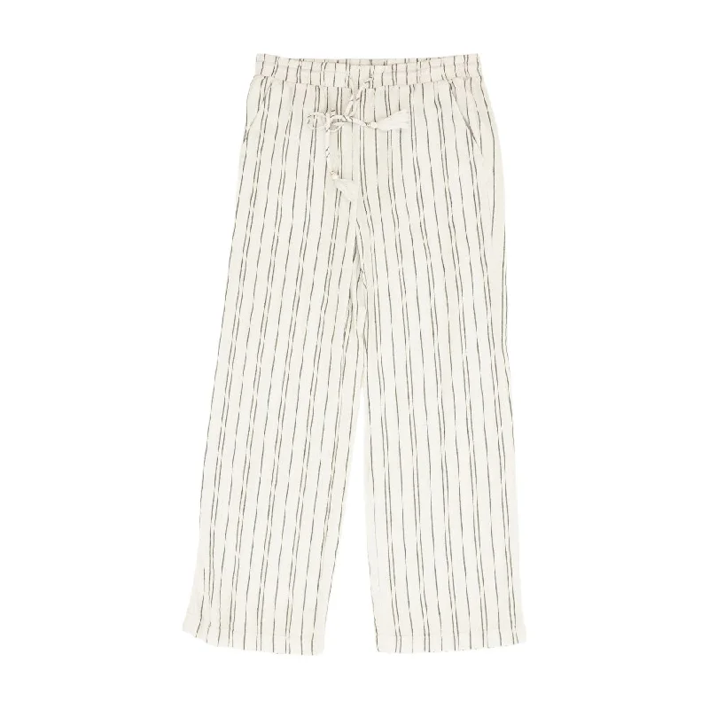 White Striped Pants Trendy Wide-Legged Trousers