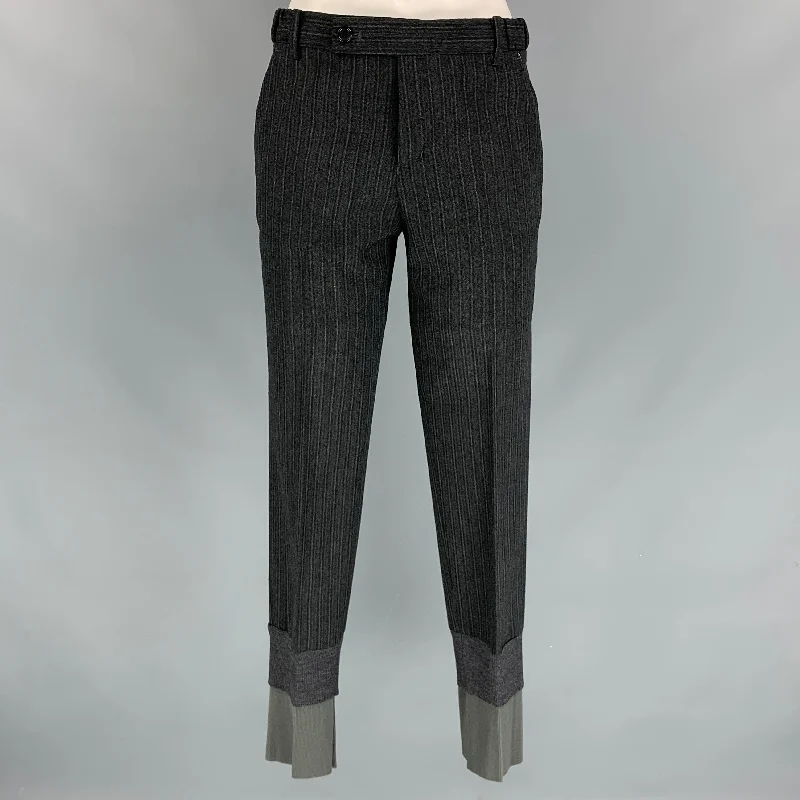 UNDERCOVER Size S Grey & Black Morning Stripe Wool Dress Pants Stylish Casual Pants