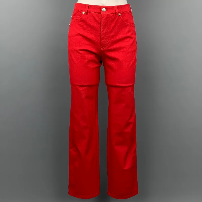 ESCADA Size 4 Red Stretch Cotton Dress Pants Classic Flared Pants