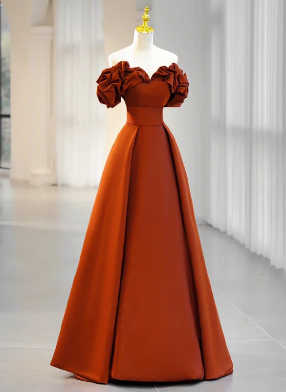 A-line Satin Off Shoulder Sweetheart Long Prom Dress, Satin Floor Length Party Dress Tunics Chic elegant