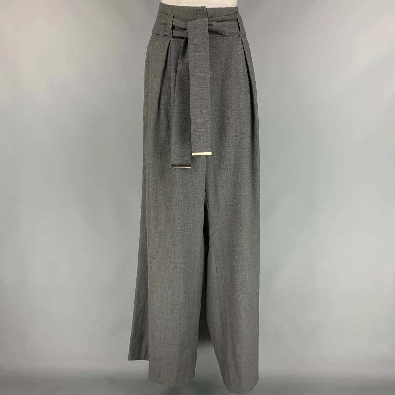 ARMANI COLLEZIONI Size XL Grey Heather Wide Leg Dress Pants Formal Stretch Pants