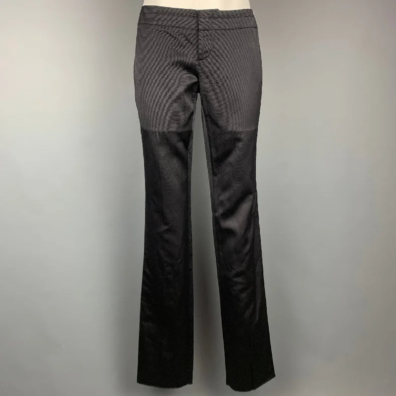 GUCCI by TOM FORD Size 2 Black Ribbed Silk / Cotton Rhinestone Horse Bit Dress Pants Trendy Palazzo Pants