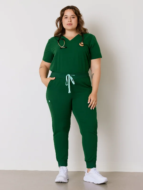 DEMI RE-GARDE™ - EDEN GREEN - Jogger Scrub Pants - SILVADUR™ Comfortable Wide-Leg Pants