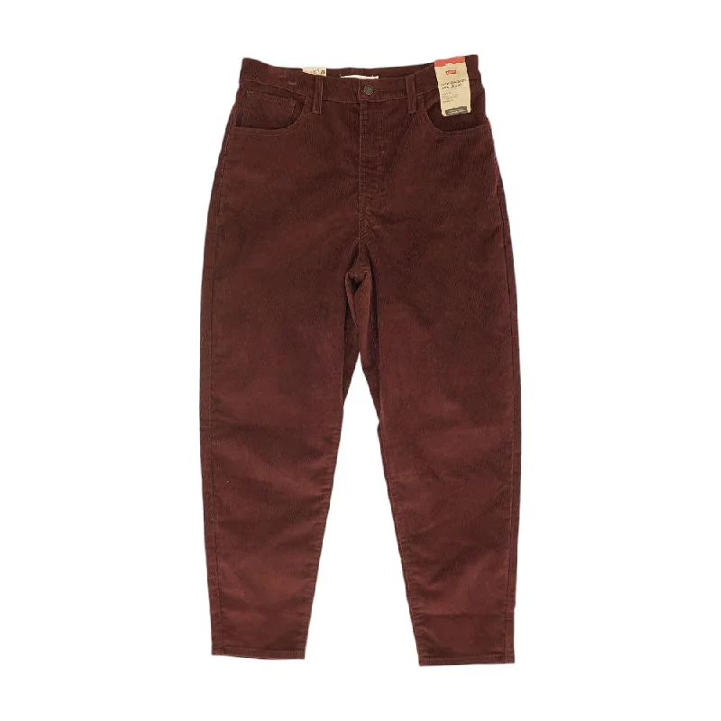 Burgundy Solid Pants Casual Sweatpants Style