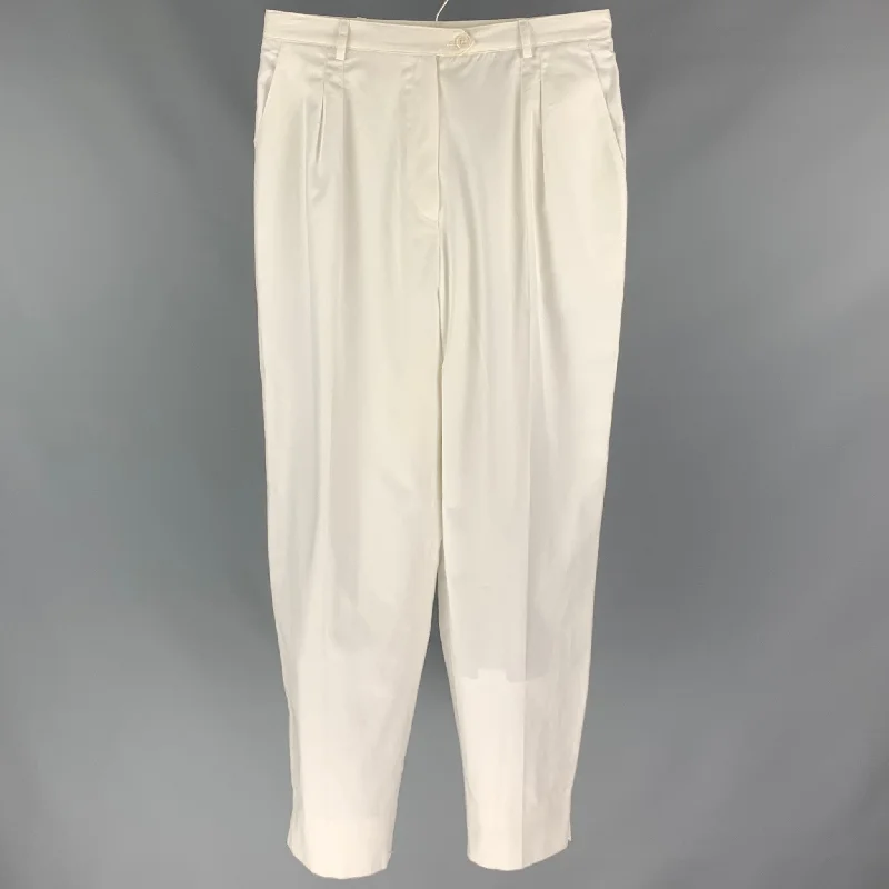 CHRISTIAN DIOR Size 31 White Pleated High Waisted Wide Leg Dress Pants Casual Yoga Pants