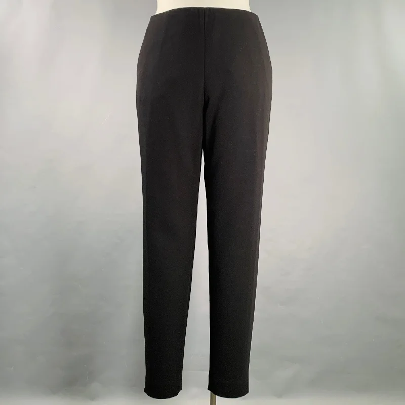 GIORGIO ARMANI Size 14 Black Wool Blend Side Zipper Dress Pants Elegant Trouser Pants