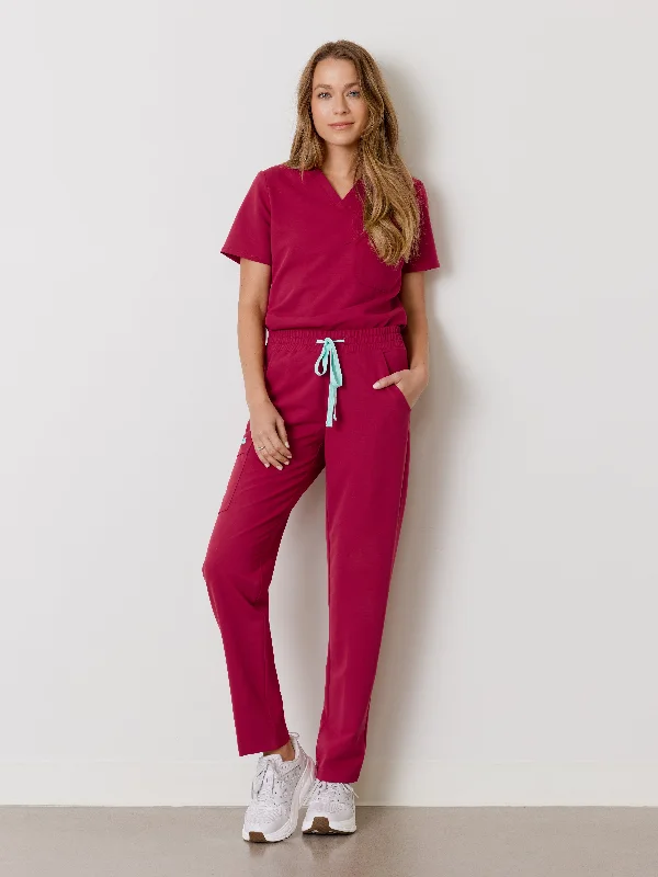 JULIETA RE-GARDE™ - WILD BERRY - Straight Cut Scrub Pants - SILVADUR™ Fashionable Sporty Pants