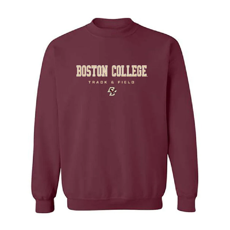 Boston College - NCAA Women's Track & Field : Natalie Millerova - Crewneck Sweatshirt Hoodie with Side Slits Relaxed Casual