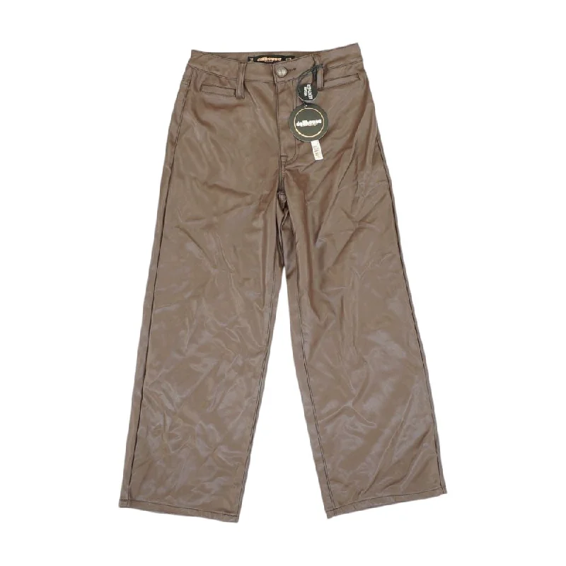Brown Solid Pants Stylish Elastic Waist Pants