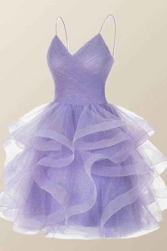 Lavender short a-line party dress homecoming dress       cg25033 Tunics Fall fleece
