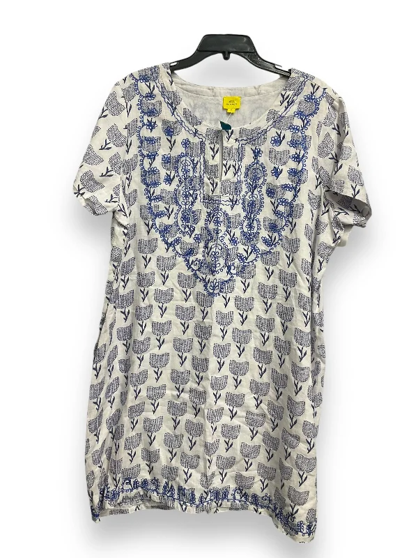 Dress Casual Midi By Cma In Blue & White, Size: Xl Halter Neckline Beach
