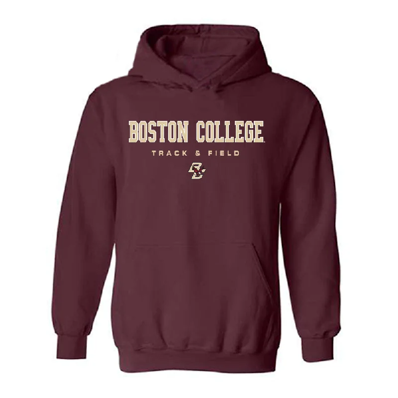 Boston College - NCAA Women's Track & Field : Natalie Millerova - Hooded Sweatshirt Hoodie with Hem Drawcord Adjustable Customizable