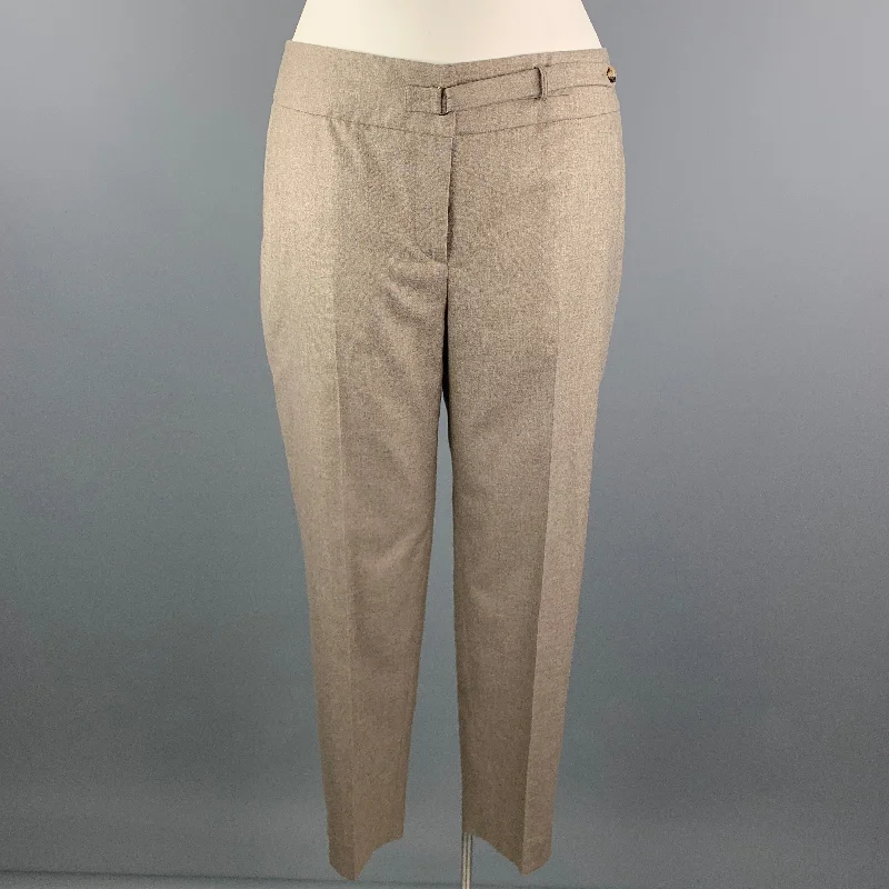 GIORGIO ARMANI Size 14 Taupe Silk / Cashmere Front Tab Dress Pants Casual Drawstring Pants