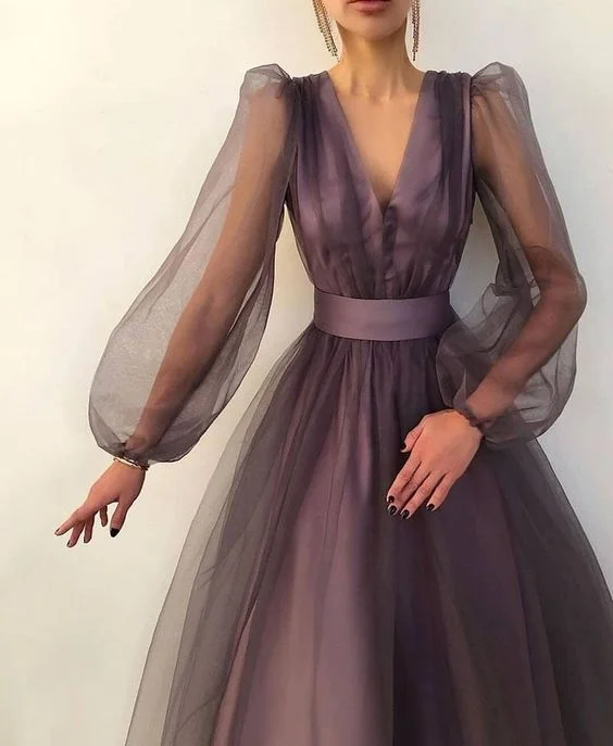 A line Evening Dress Short Simple Evening Gown Long Sleeves Robe De Soiree Formal Party Dresses Custom made ,DS4169 Tunics Versatile functional