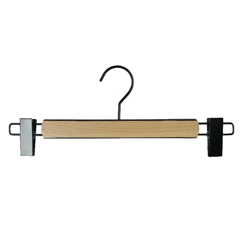 Bi-Color Classic 45 Hanger with Pant Bar Clips, Black Hook Fashionable Work Pants
