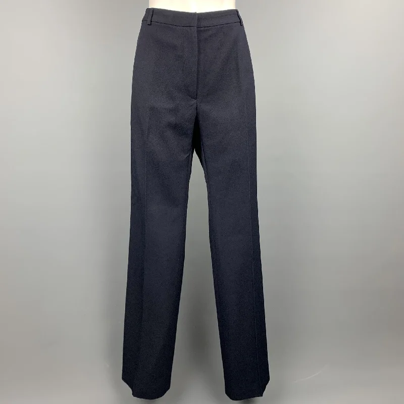 DRIES VAN NOTEN Size 10 Navy Wool Blend Solid Straight Dress Pants Chic Black Leggings