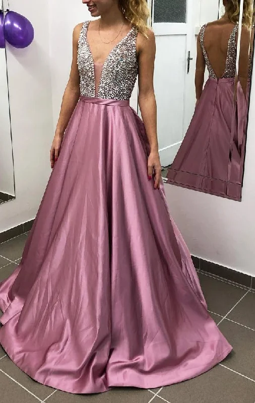 Backless Sexy Long Prom Dress With Beading Custom-made School Dance Dress Fashion Wedding Party Dress,DS4250 Tunics Sophisticated sleek