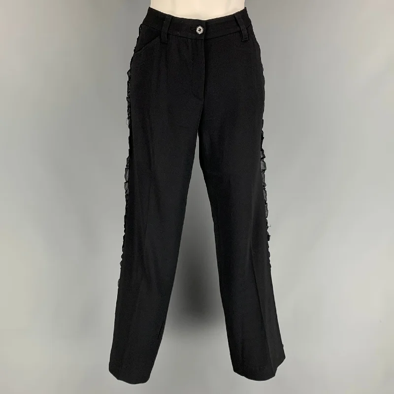 DOLCE & GABBANA Size 28 Black Mesh Ruffle Dress Pants Stylish Paperbag Waist Pants
