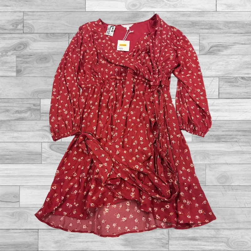 Dress Casual Short By Lc Lauren Conrad In Red, Size: Xxl Floral Print girly