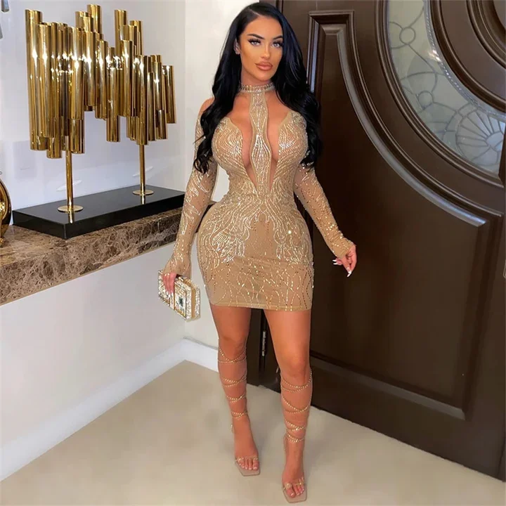 See Through Me Sheer Mini Party Dress,ED5788 Tunics Office stylish
