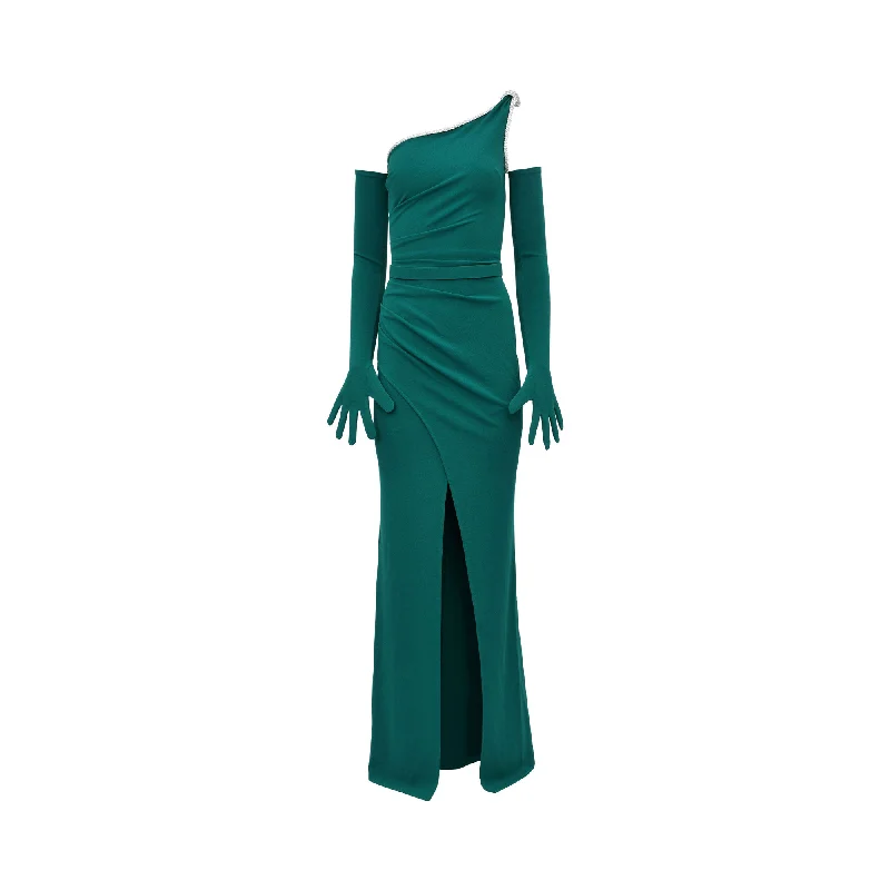 Zeena Zaki Women's Green Long Dress Tunics Polka dots