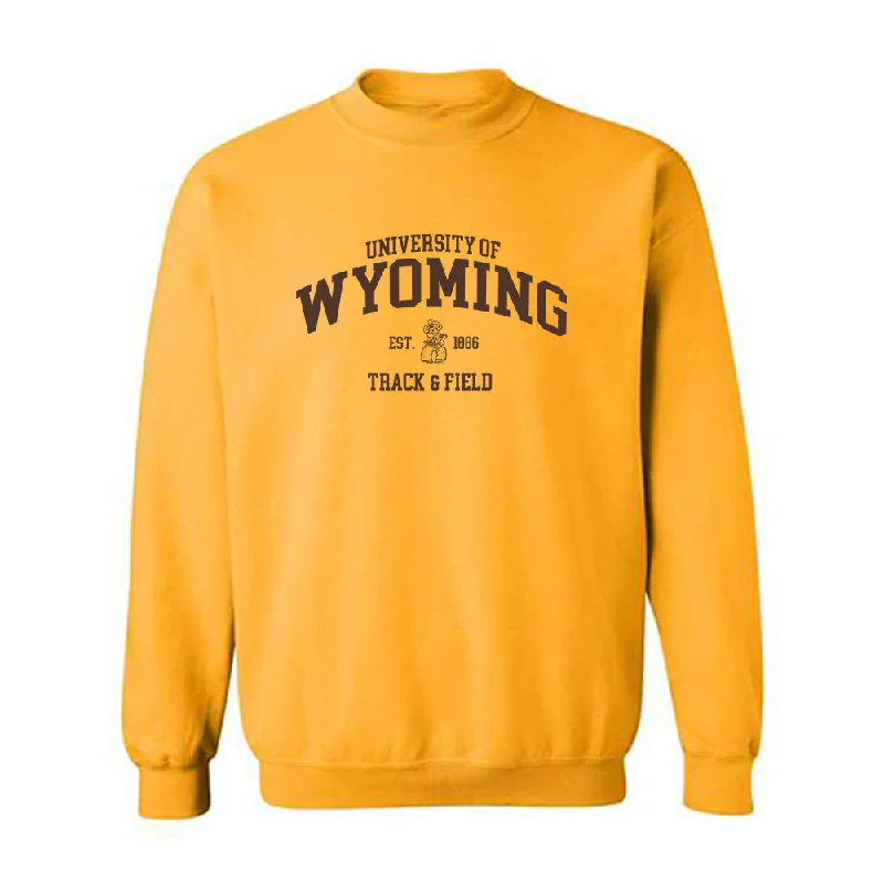 Wyoming - NCAA Women's Track & Field : Aubry Sanchez - Crewneck Sweatshirt Hoodie with Hem Embroidery Detailed Premium
