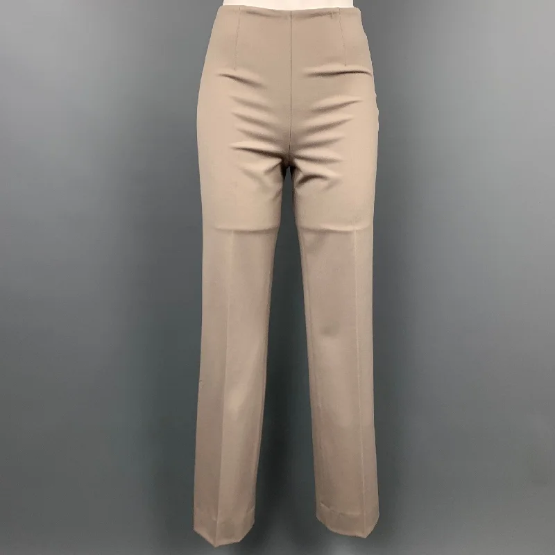 RALPH LAUREN Black Label Size 2 Taupe Wool Dress Pants Trendy High-Waist Trousers