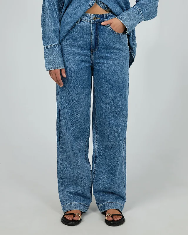 Aster Pant Mid Blue Trendy Printed Leggings