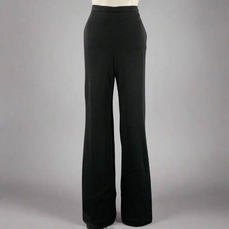 CHANEL Size 6 Black Wool Wide Leg Dress Pants Fashionable Tapered Leg Pants