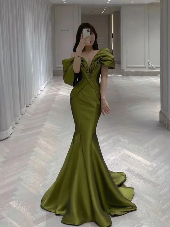 Off Shoulder Long Prom Dresses, Vintage Mermaid Newest Prom Dresses, Girl Party Dresses C2407 Tunics Sale discount