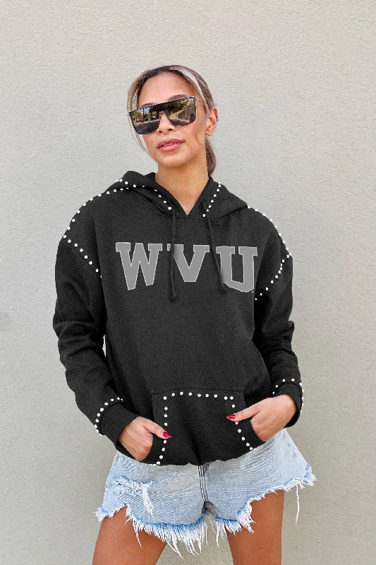 WVU STUDDED HOODIE Hoodie with Snap Buttons Easy Quick