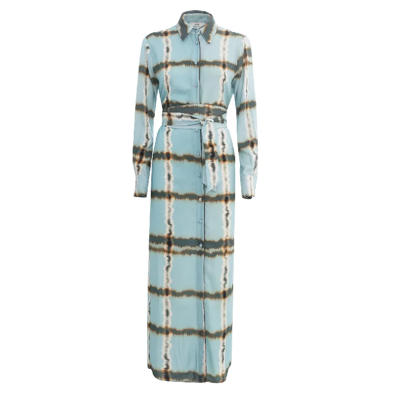 Jijil Women's Check Crystal Long Dress A-Line Day Work