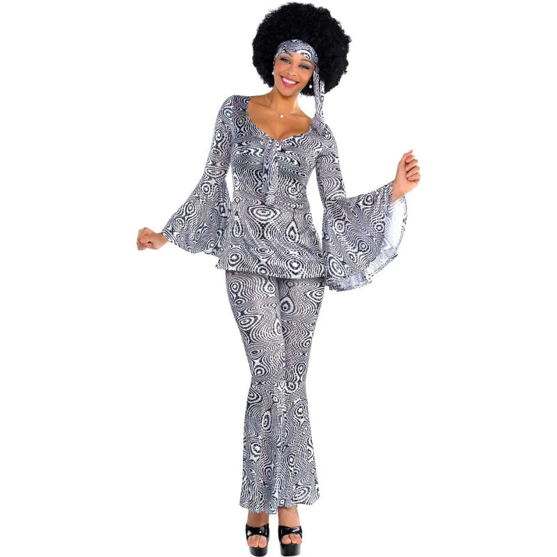 Dancing Queen 70s Women's Disco Pantsuit Slim-Fit Khaki Pants